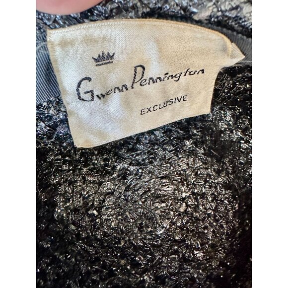 Vintage Gwen Pennington Black Beaded Pillbox Hat w/Bee Hats Box - Picture 5 of 16